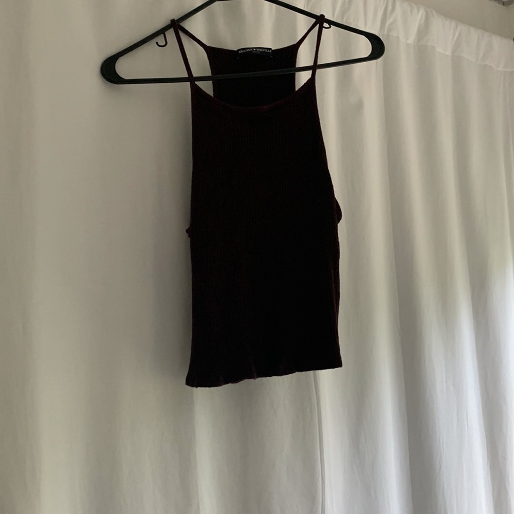 Brandy Melville burgundy color ribbed top.